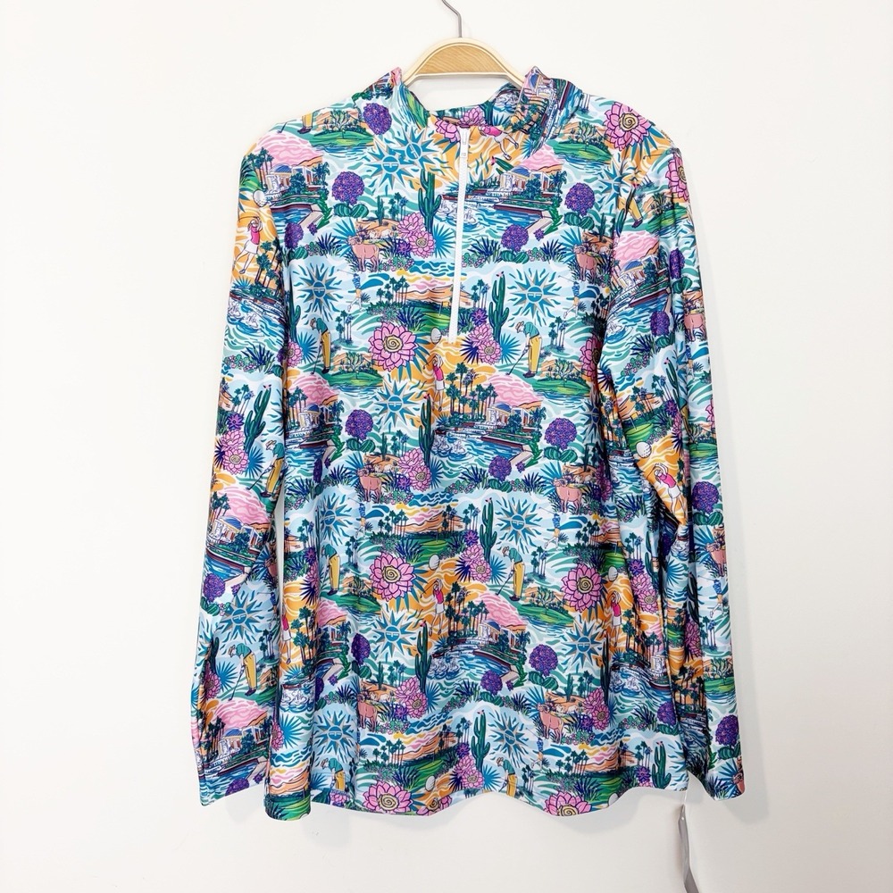 KATHERINE WAY Women's Anna Maria‎ 1/4 Zip Pullover Golf Athleisure UPF Size XL